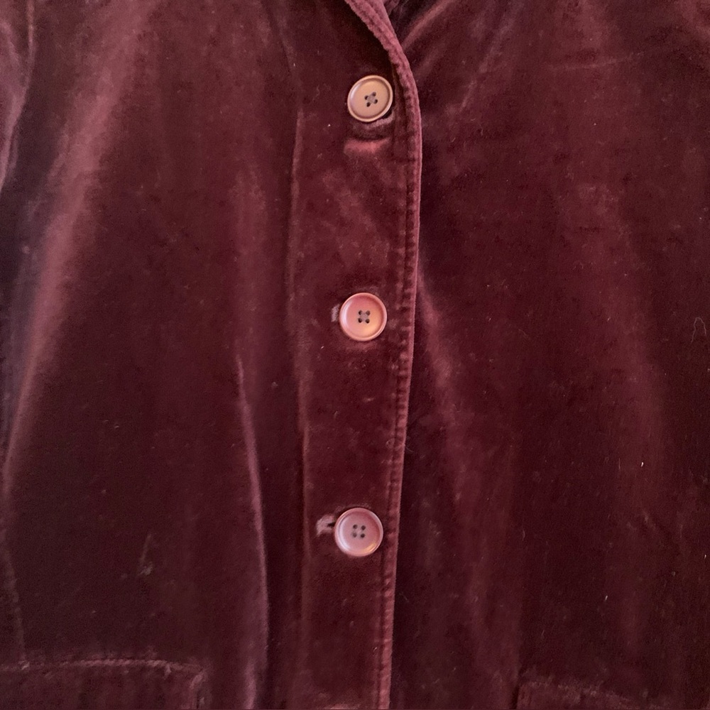 Vtg GAP Velvet Blazer Button Jacket  Burgundy Office FairyFormal  Castlecore - Picture 3 of 8